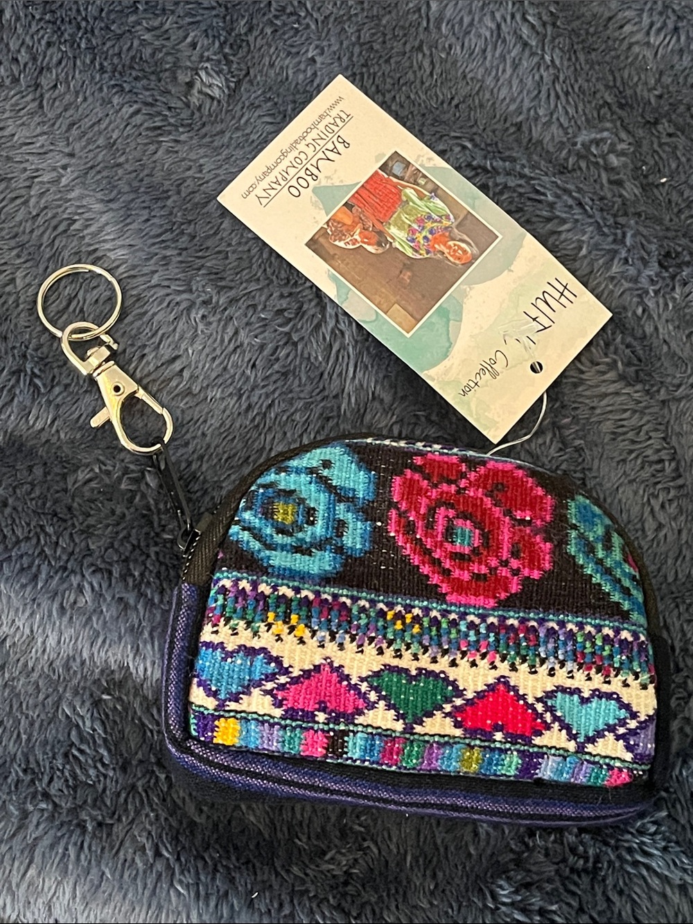 Huitzilin Handcrafted Floral Keychain Coin Pouch - Multicolor